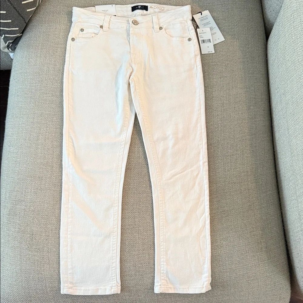 NWT 7 For All Mankind The Peggi Cream Jeans Size 10
